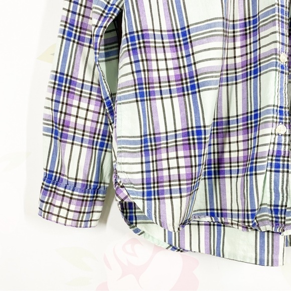 American Eagle Outfitters AEO Checkered Plaid Boyfriend Button Down Shirt L - Picture 4 of 11